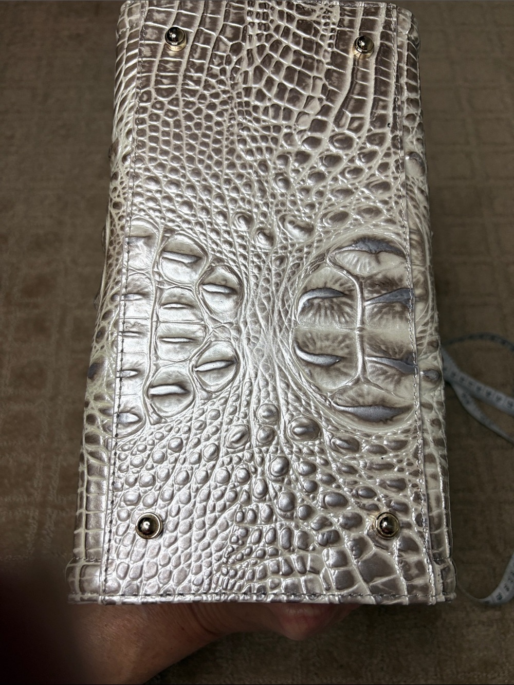 Brahmin Small Caroline Satchel in Pristine Croc-Embossed Leather Tote - Picture 7 of 12